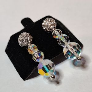 Swarovski Earrings 14K Gold Studs Swan Logo